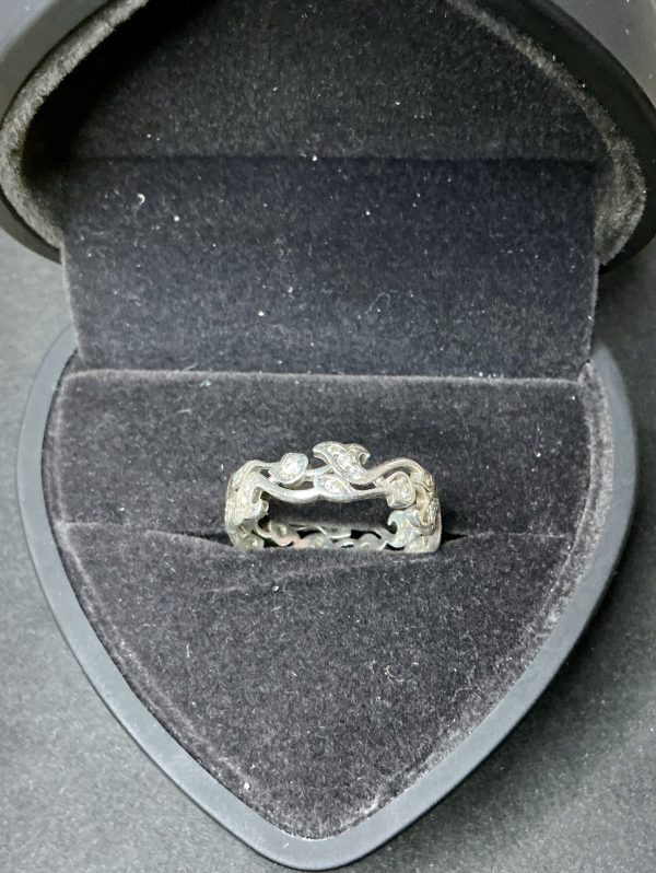 Vintage CZ and silver filigree ring - Image 4