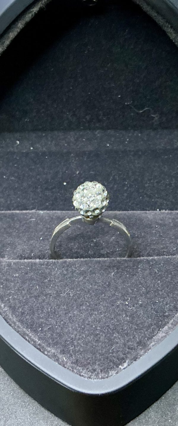 Vintage silver orb ring with CZ stones - Image 2