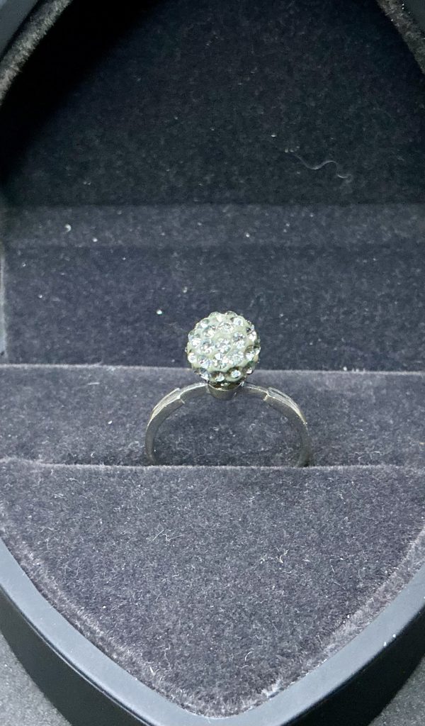 Vintage silver orb ring with CZ stones