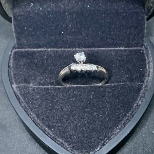 Vintage silver old cut crossover ring with CZ stones