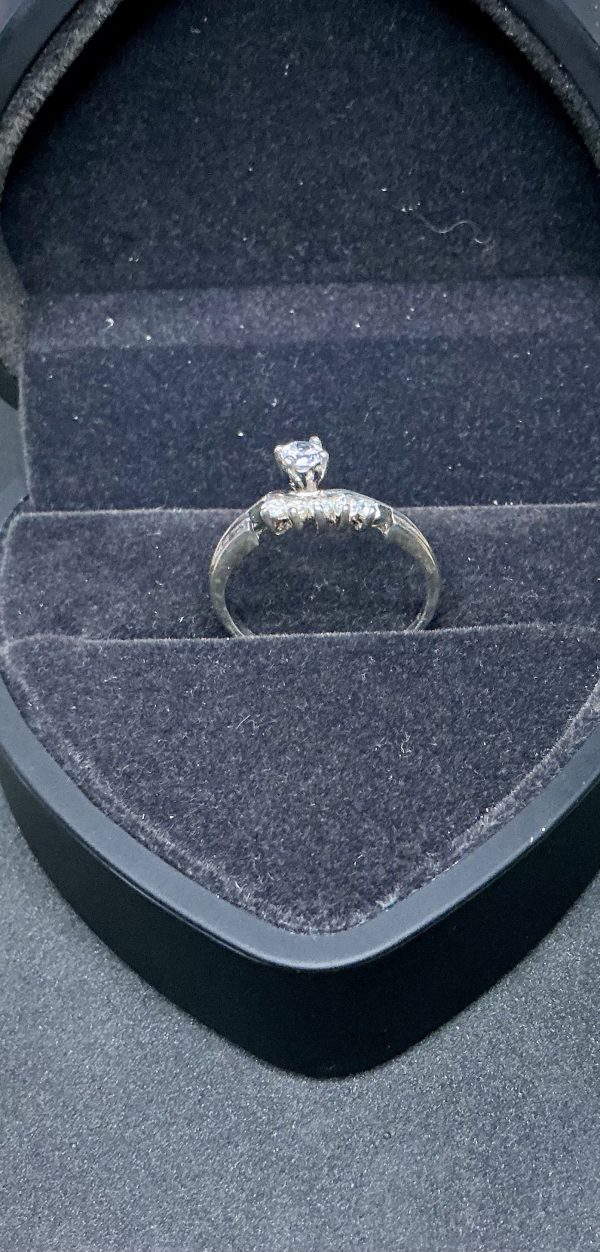 Vintage silver old cut crossover ring with CZ stones - Image 2