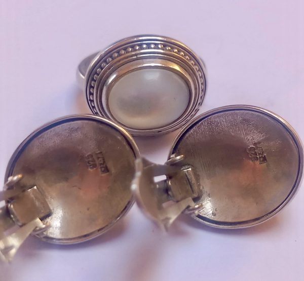 Vintage Sterling Silver Moonstone Ring & clip on Earring set - Image 4