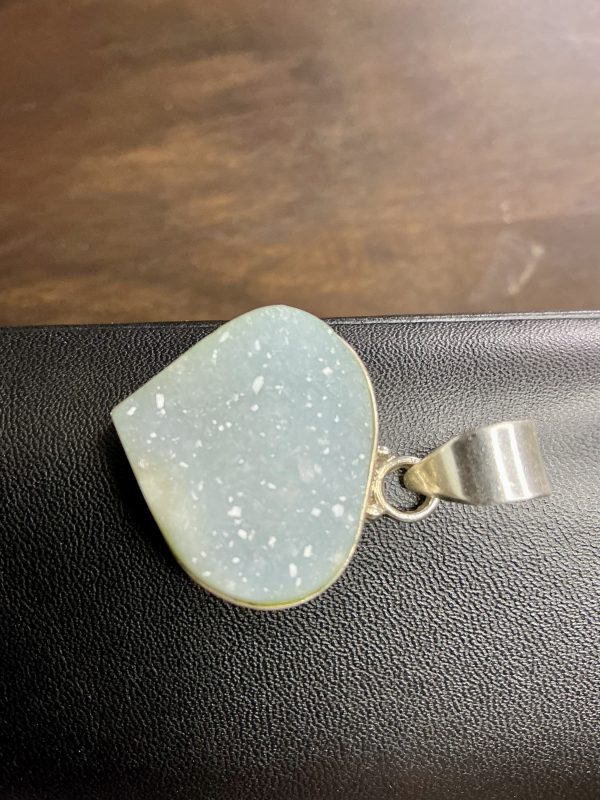 Raw Aquamarine Heart Pendant in 925 Sterling Silver Setting – 16.1g