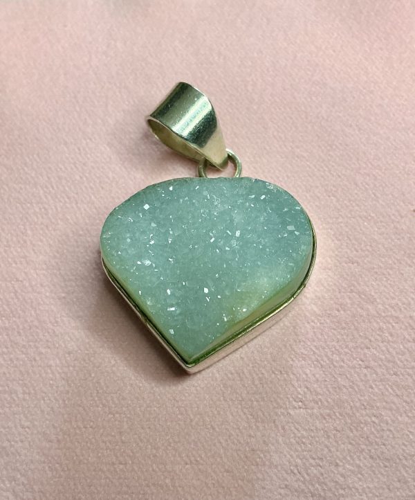 Raw Aquamarine Heart Pendant in 925 Sterling Silver Setting – 16.1g - Image 5