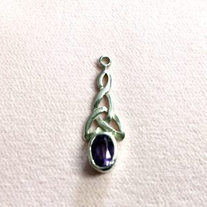 Amethyst and silver Celtic design pendant