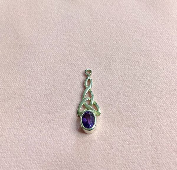 Amethyst and silver Celtic design pendant - Image 4
