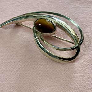 Vintage Finnish silver and tiger’s eye brooch