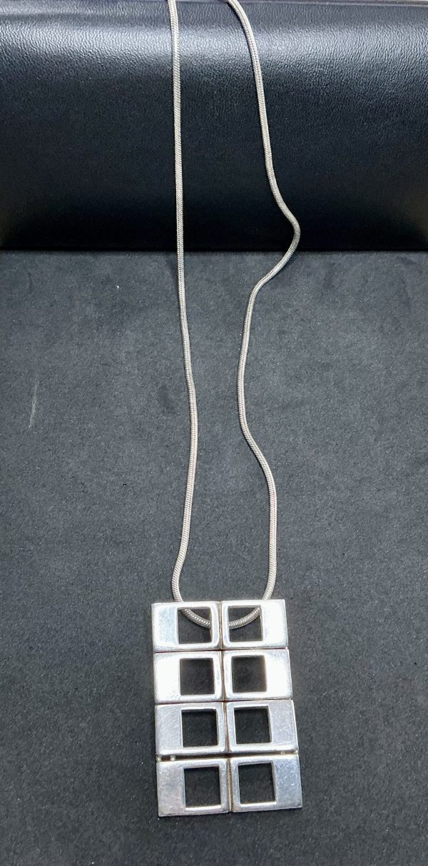 16” Heavy sterling silver pendant on sterling silver snake bracelet - Image 4