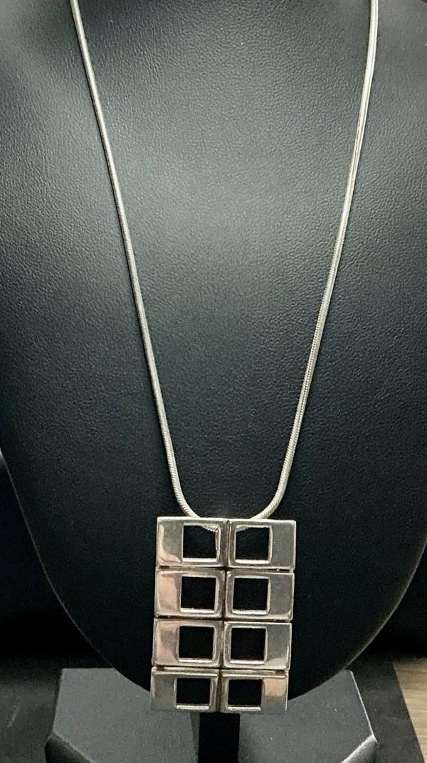 16” Heavy sterling silver pendant on sterling silver snake bracelet - Image 2
