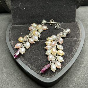 Multicolour fresh water pearl drop earrings