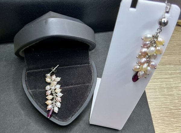 Multicolour fresh water pearl drop earrings - Image 3