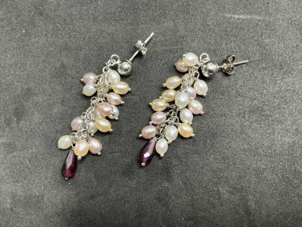 Multicolour fresh water pearl drop earrings - Image 4
