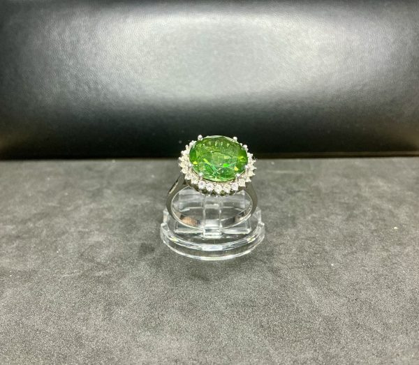 Sterling silver tourmaline and white topaz halo clustering - Image 3