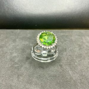 Sterling silver tourmaline and white topaz halo clustering