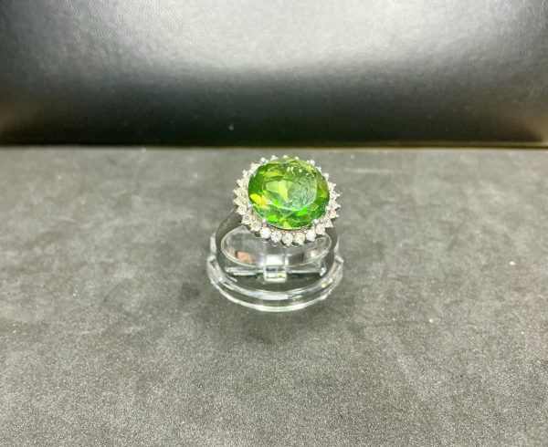 Sterling silver tourmaline and white topaz halo clustering
