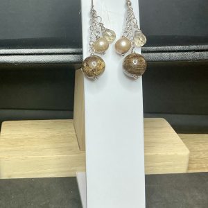 Silver Agate and Pearl Danley earrings
