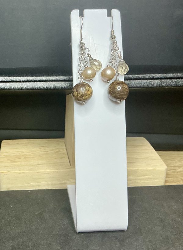 Silver Agate and Pearl Danley earrings