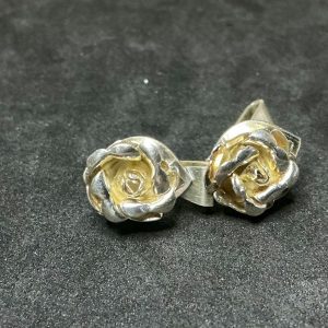 Sterling silver rose earrings