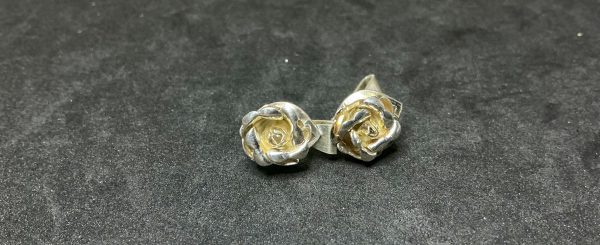 Sterling silver rose earrings