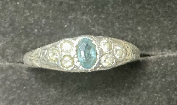 Sterling silver oval London blue topaz and CZ ring - Image 2
