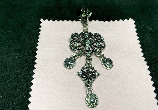 Art Deco silver marcasite and CZ pendant