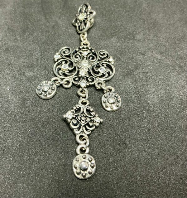 Art Deco silver marcasite and CZ pendant - Image 3