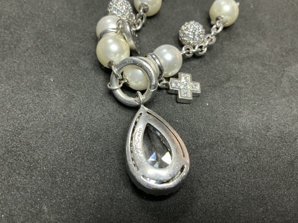 Ti Sento Milan large heavy Silver CZ and faux pearl necklace - Image 4