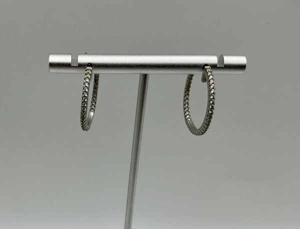 Silver CZ hoop earrings - Image 4