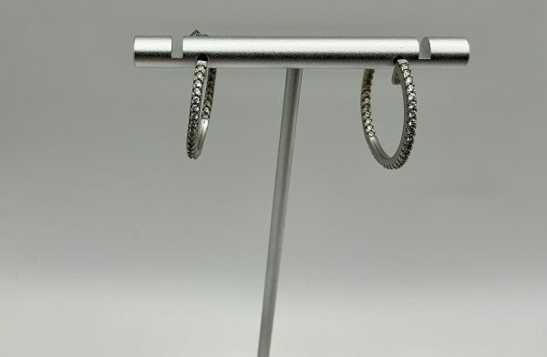 Silver CZ hoop earrings - Image 2