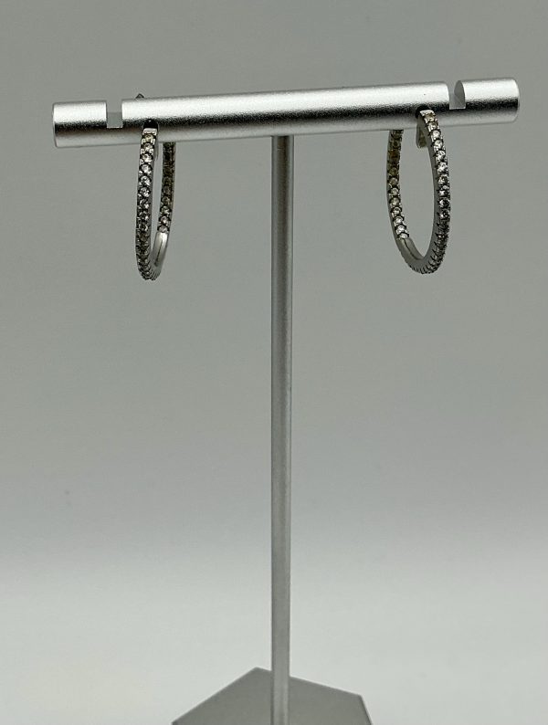 Silver CZ hoop earrings