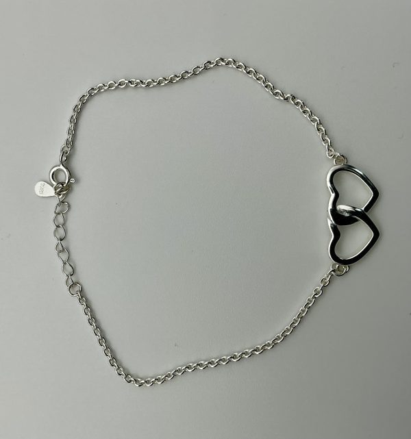 Sterling silver bracelet or anklet with heart-shaped pendant - Image 4
