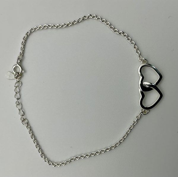 Sterling silver bracelet or anklet with heart-shaped pendant - Image 3