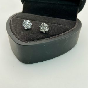 Sterling silver flower earrings with CZ stones