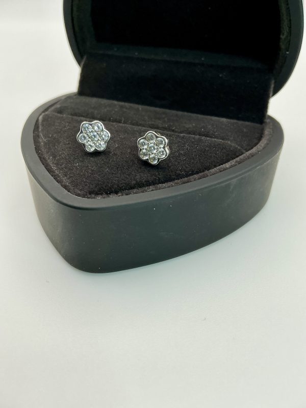 Sterling silver flower earrings with CZ stones