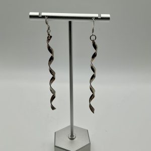 Silver twist drop earrings