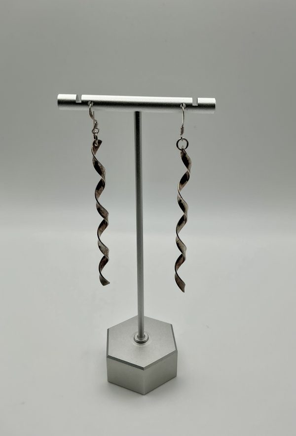 Silver twist drop earrings