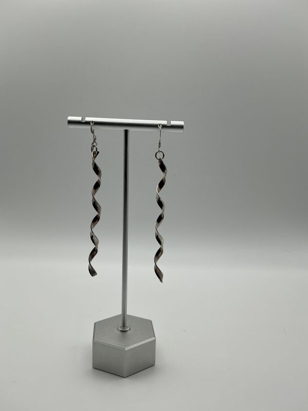 Silver twist drop earrings - Image 3