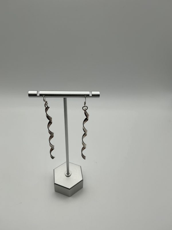 Silver twist drop earrings - Image 2