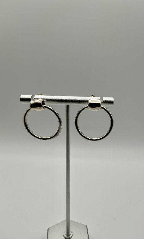 Silver hoop and ball earrings - Image 3