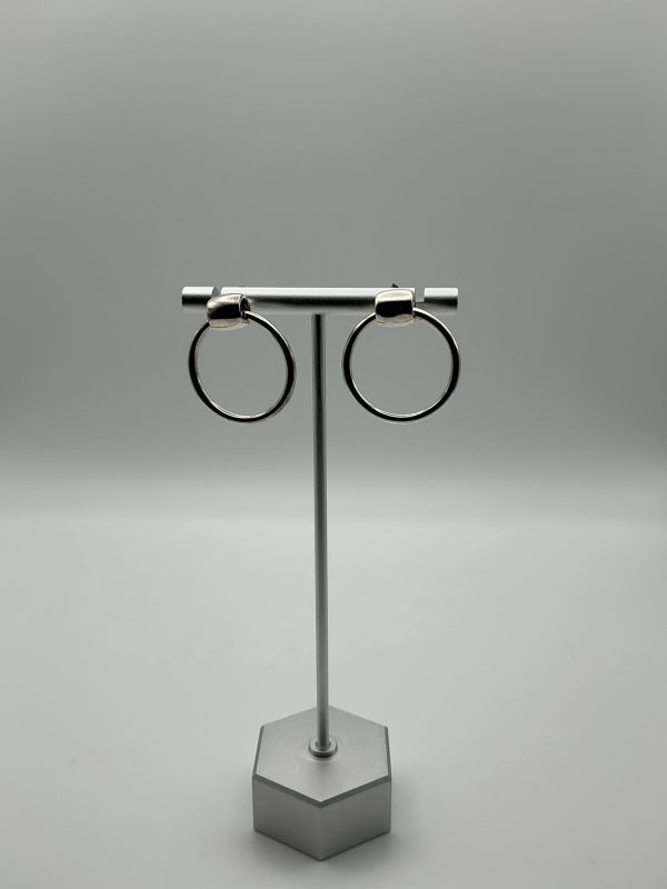Silver hoop and ball earrings - Image 2