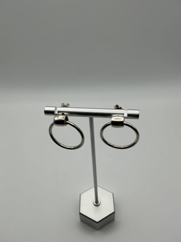 Silver hoop and ball earrings - Image 4