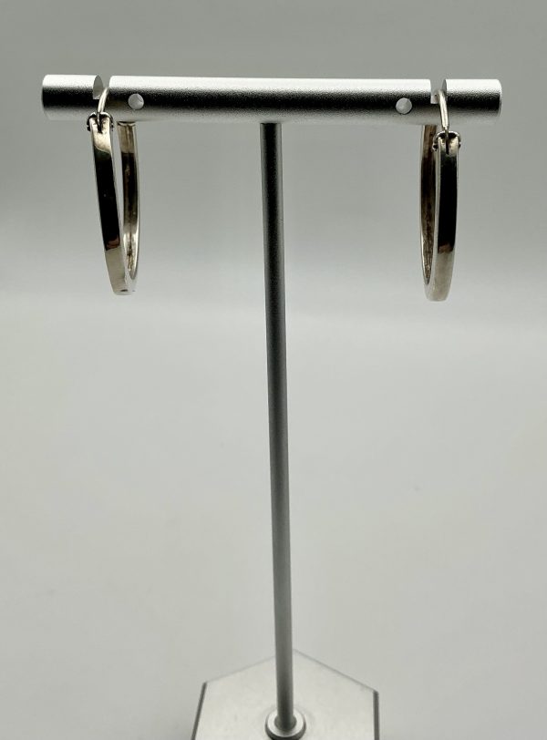 Silver Square hoop earrings - Image 3