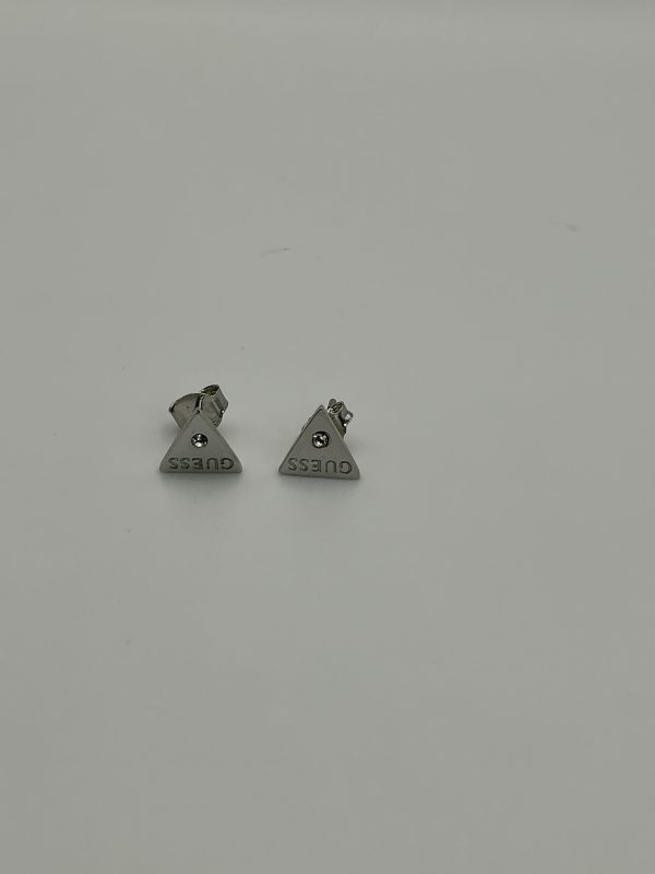 925 Sterling Silver Guess Triangle Earrings with CZ – Iconic Designer Style - Image 4
