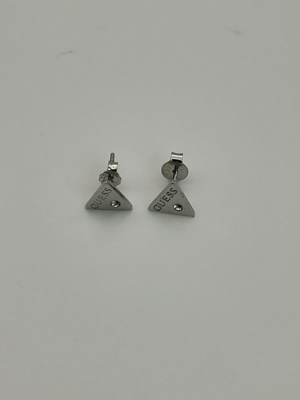 925 Sterling Silver Guess Triangle Earrings with CZ – Iconic Designer Style - Image 5