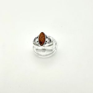 Sterling Silver Ring with Marquise-Cut Baltic Amber – Elegant Classic Design