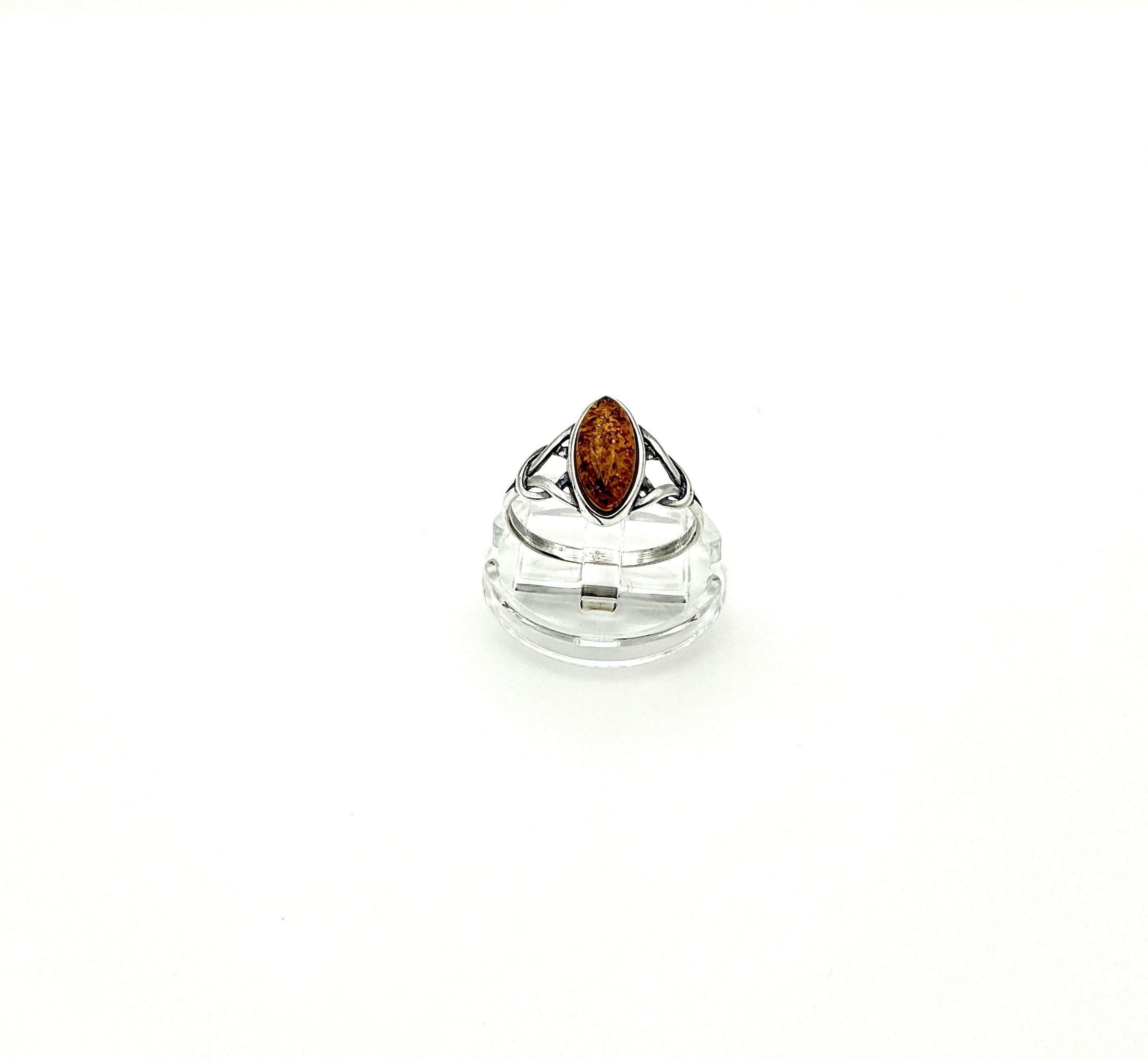 Sterling Silver Ring with Marquise-Cut Baltic Amber – Elegant Classic Design - Image 4