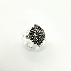Art Deco 925 Sterling Silver Ring – Size O/P – 4.4g – Vintage Inspired Statement Ring