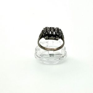 Vintage Sterling Silver & Marcasite Ring – Size S – 5.3g – Elegant Statement Ring