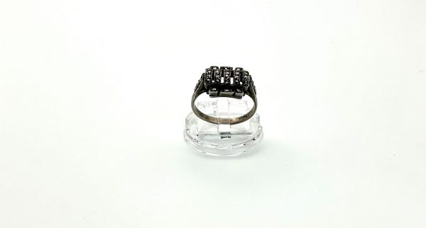 Vintage Sterling Silver & Marcasite Ring – Size S – 5.3g – Elegant Statement Ring