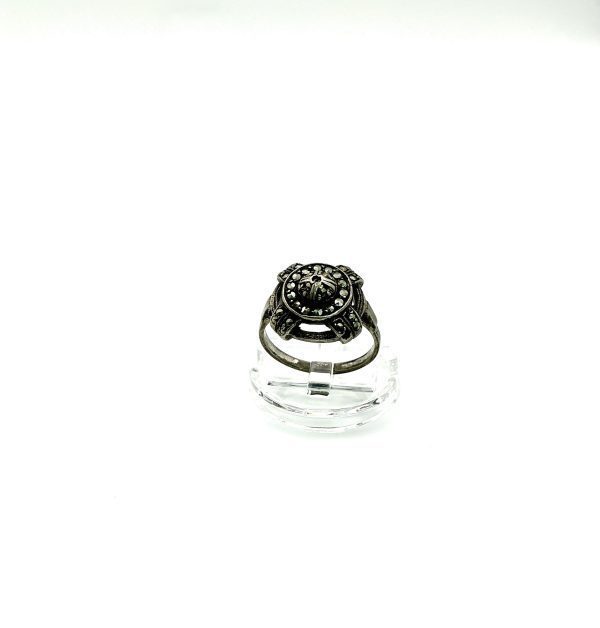 Vintage Sterling Silver & Marcasite Art Deco Ring – Size O – 5.5g – Timeless Elegance  yt - Image 4
